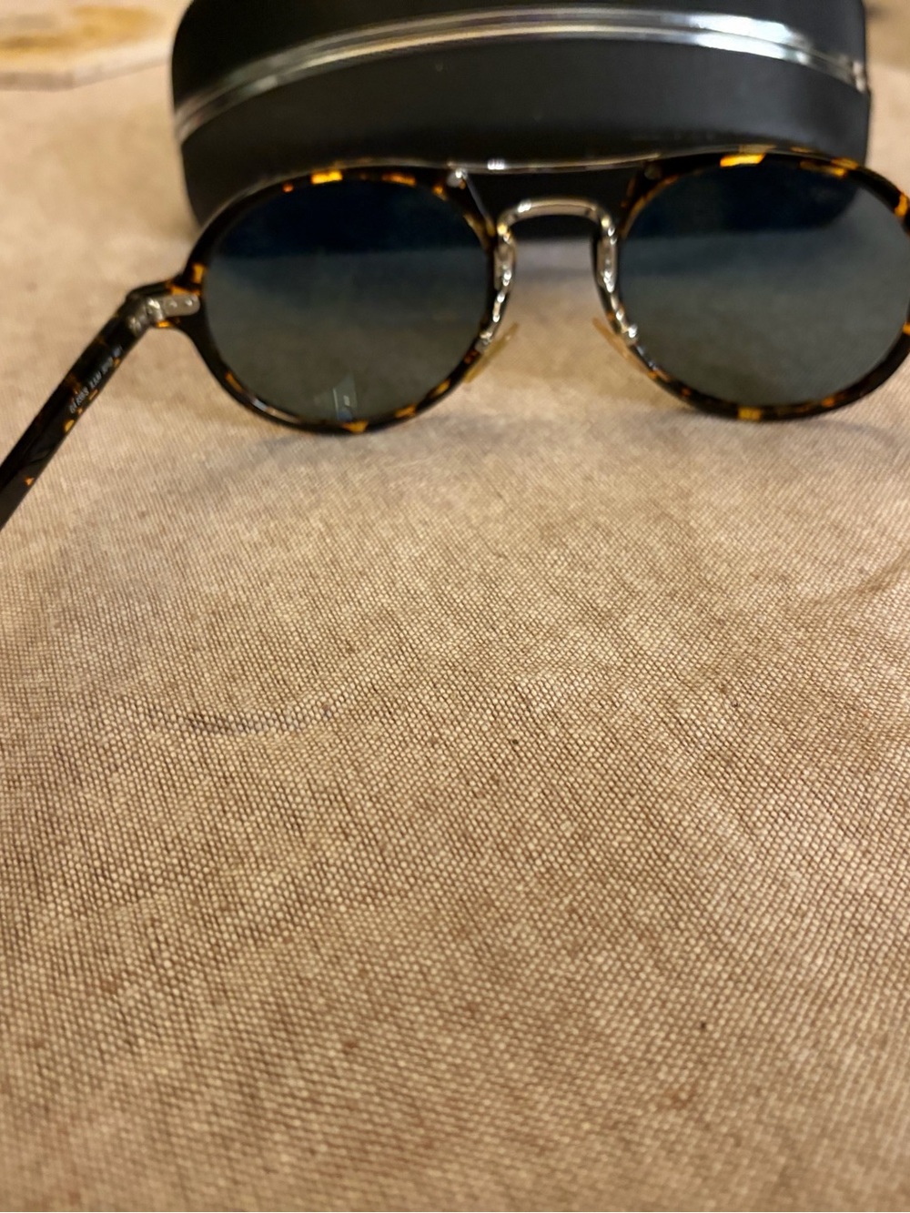 Giorgio Armani Tortoiseshell Round Sunglasses with Black Lenses - Picture 4 of 4